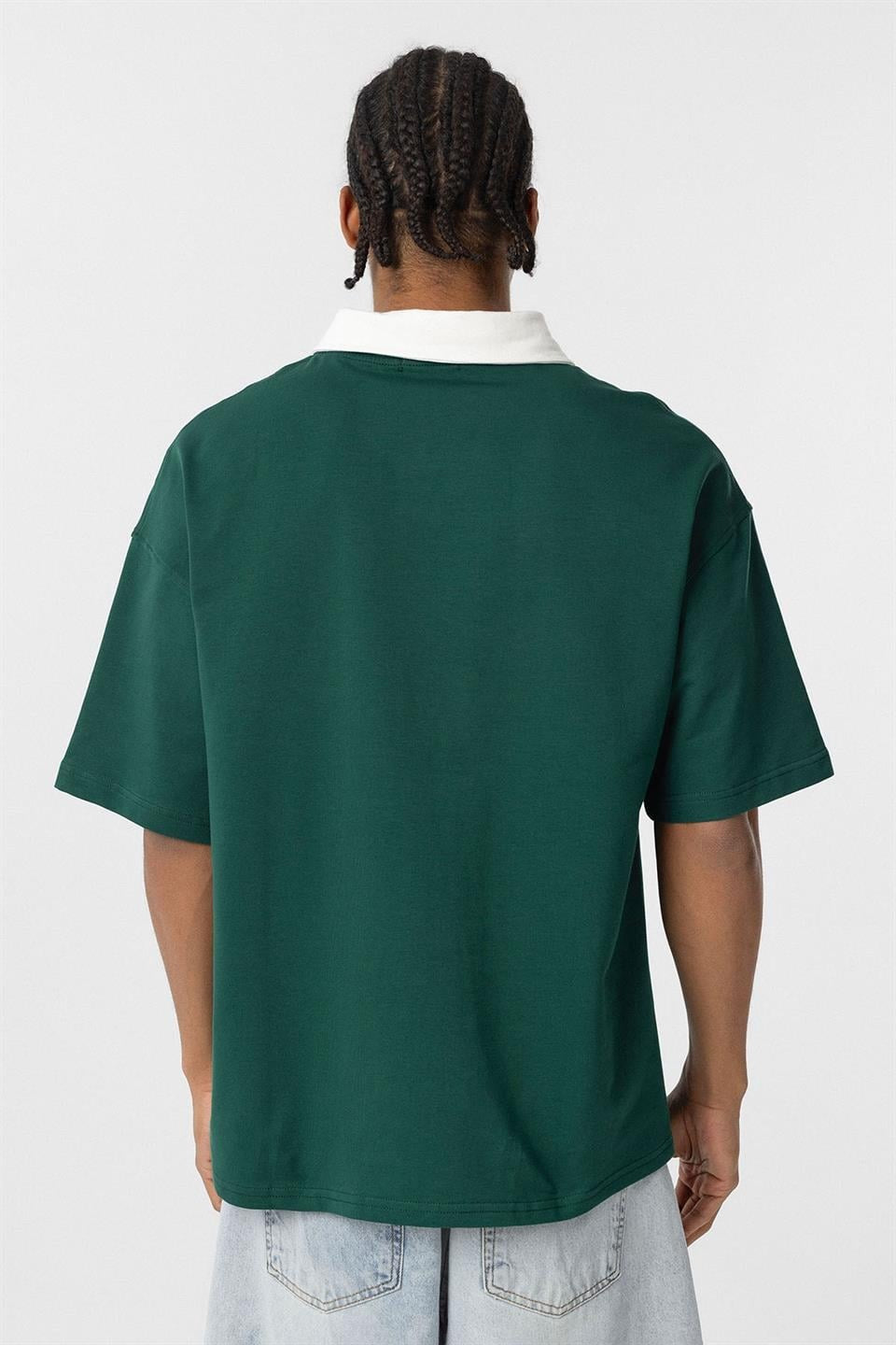 Polo Yaka Oversize Baskılı Tişört
