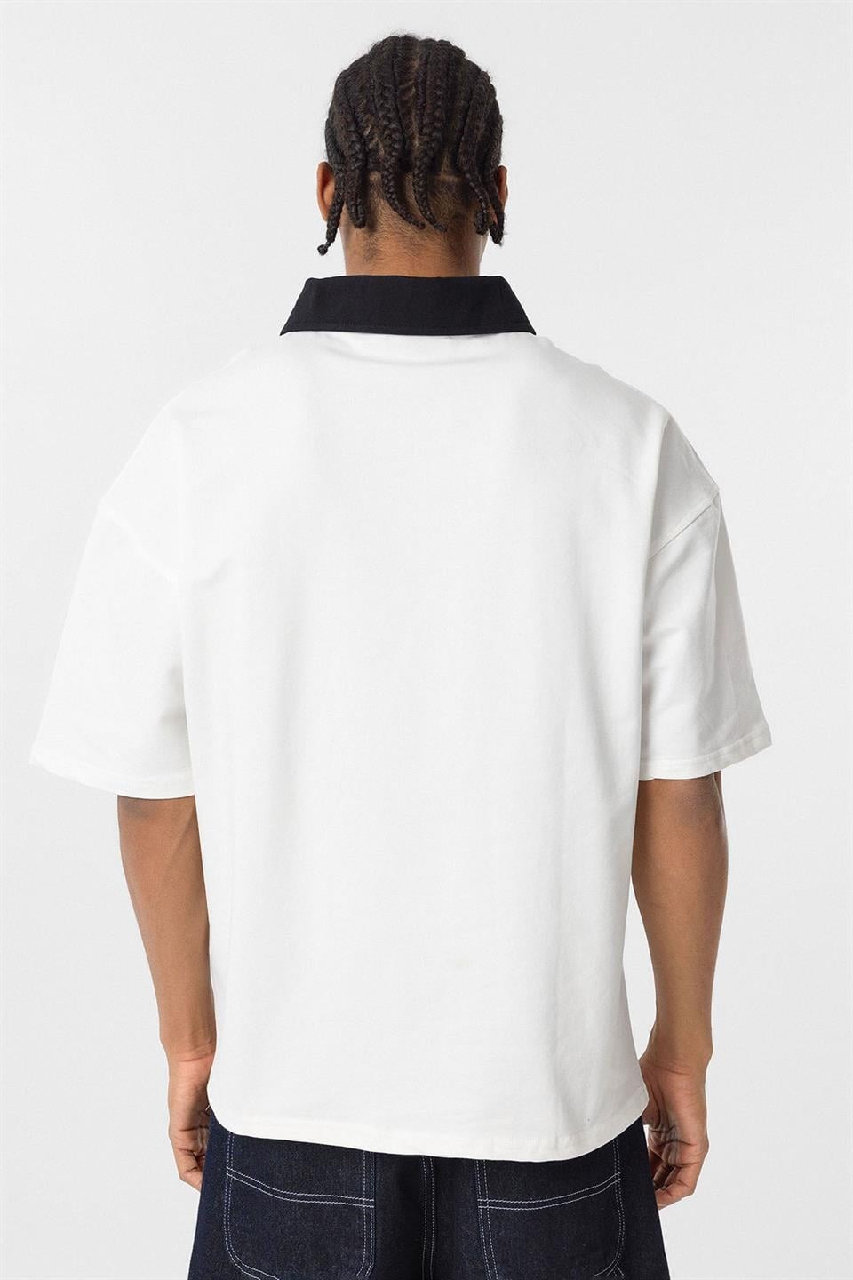 Polo Yaka Oversize Baskılı Tişört