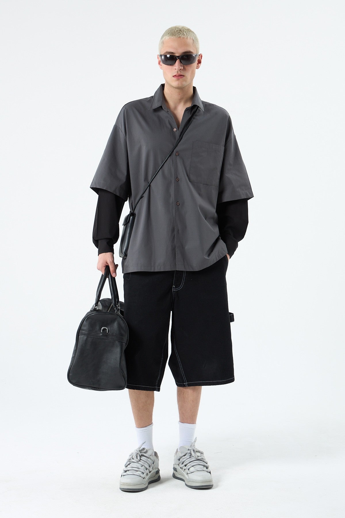Oversize Çift Kol Detaylı Uzun Kol Gömlek