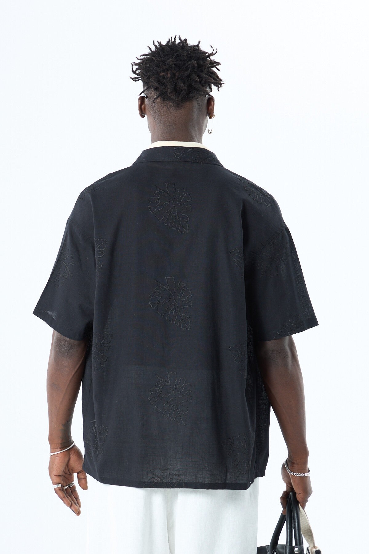 Nakış Detaylı Oversize Keten Gömlek