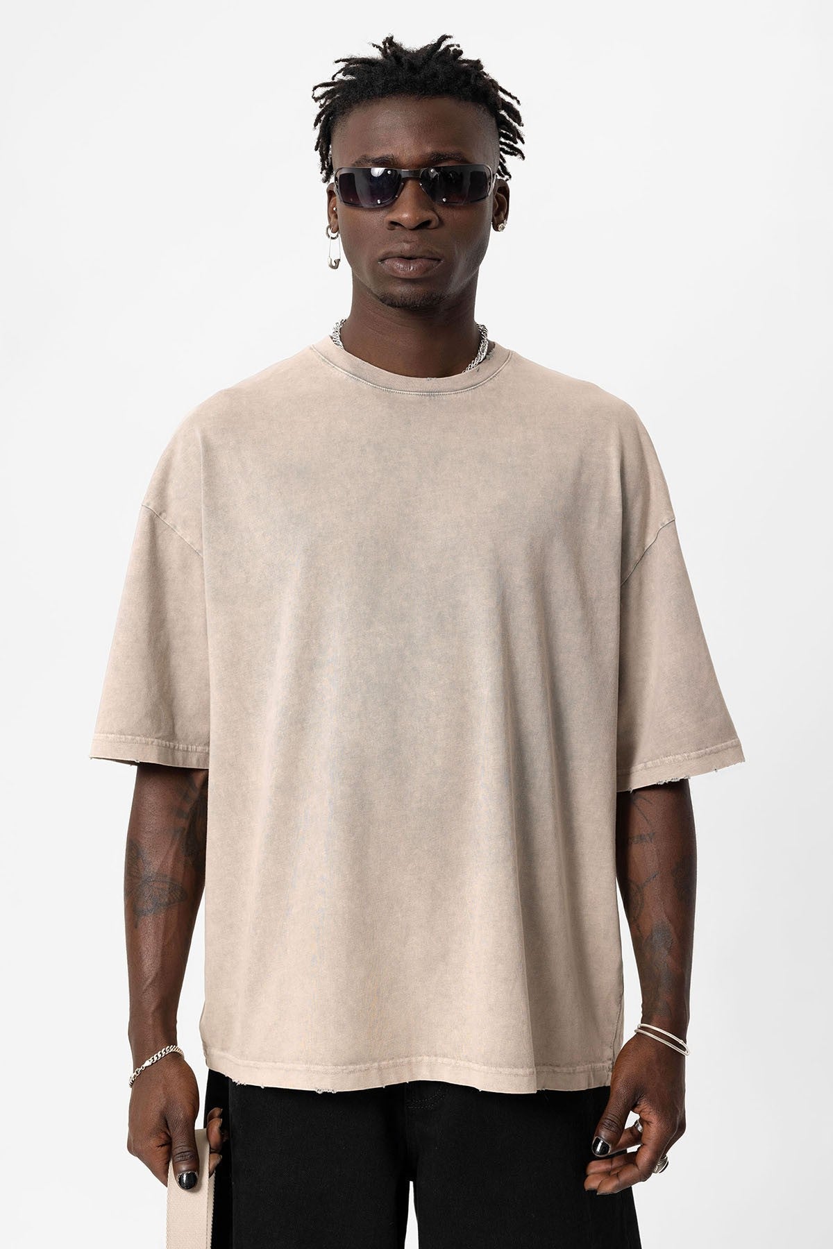 Yıkamalı Oversize Basic Tişört