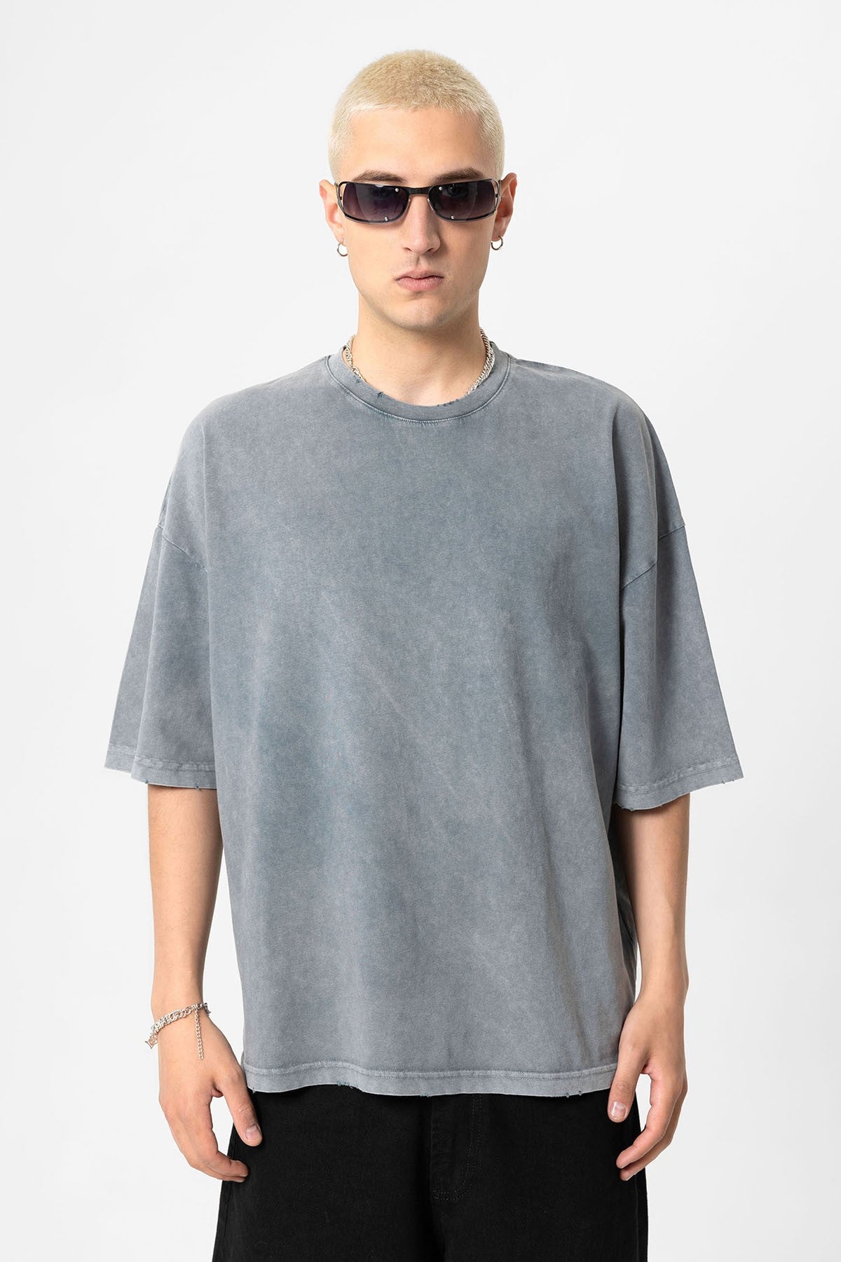 Yıkamalı Oversize Basic Tişört