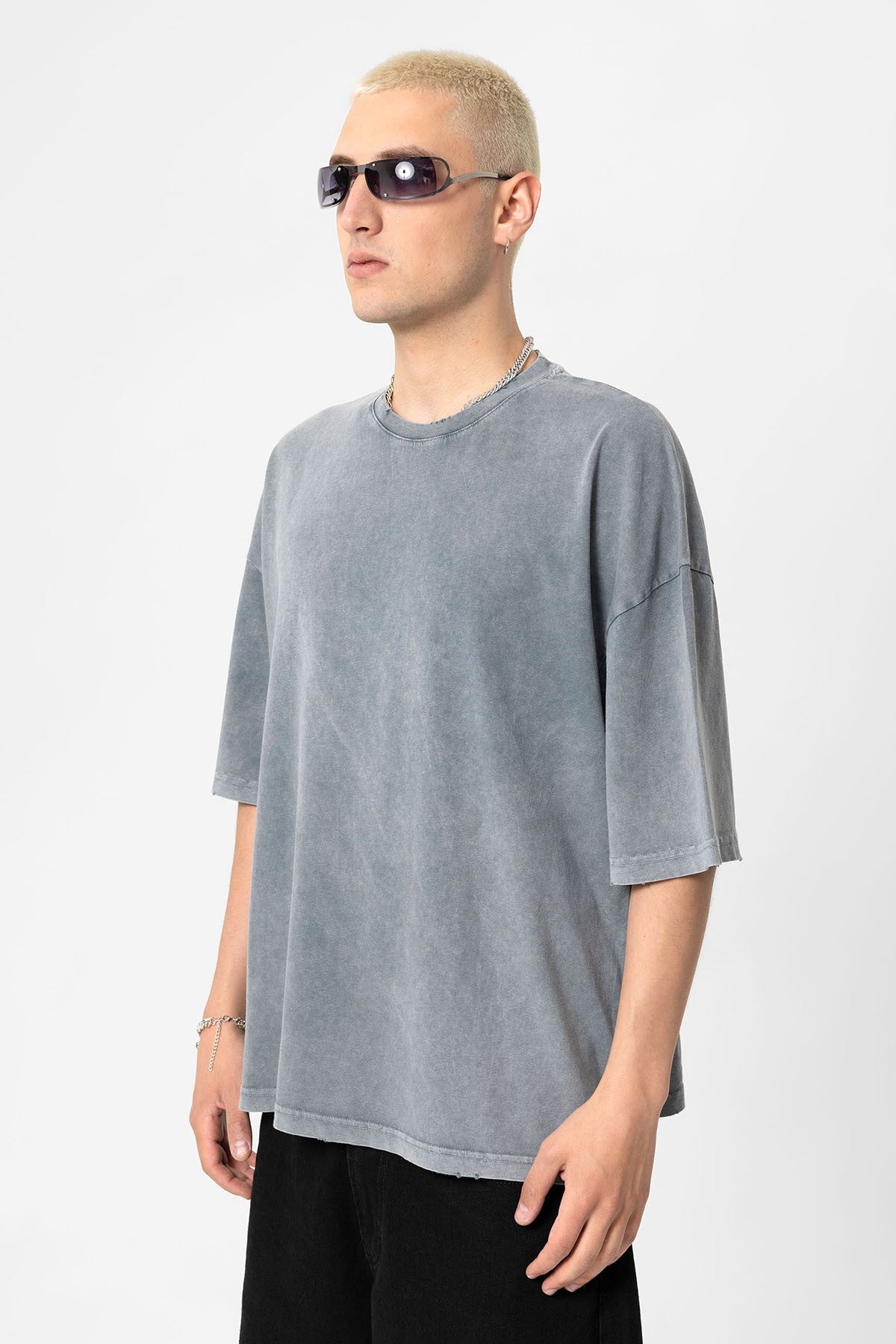 Yıkamalı Oversize Basic Tişört