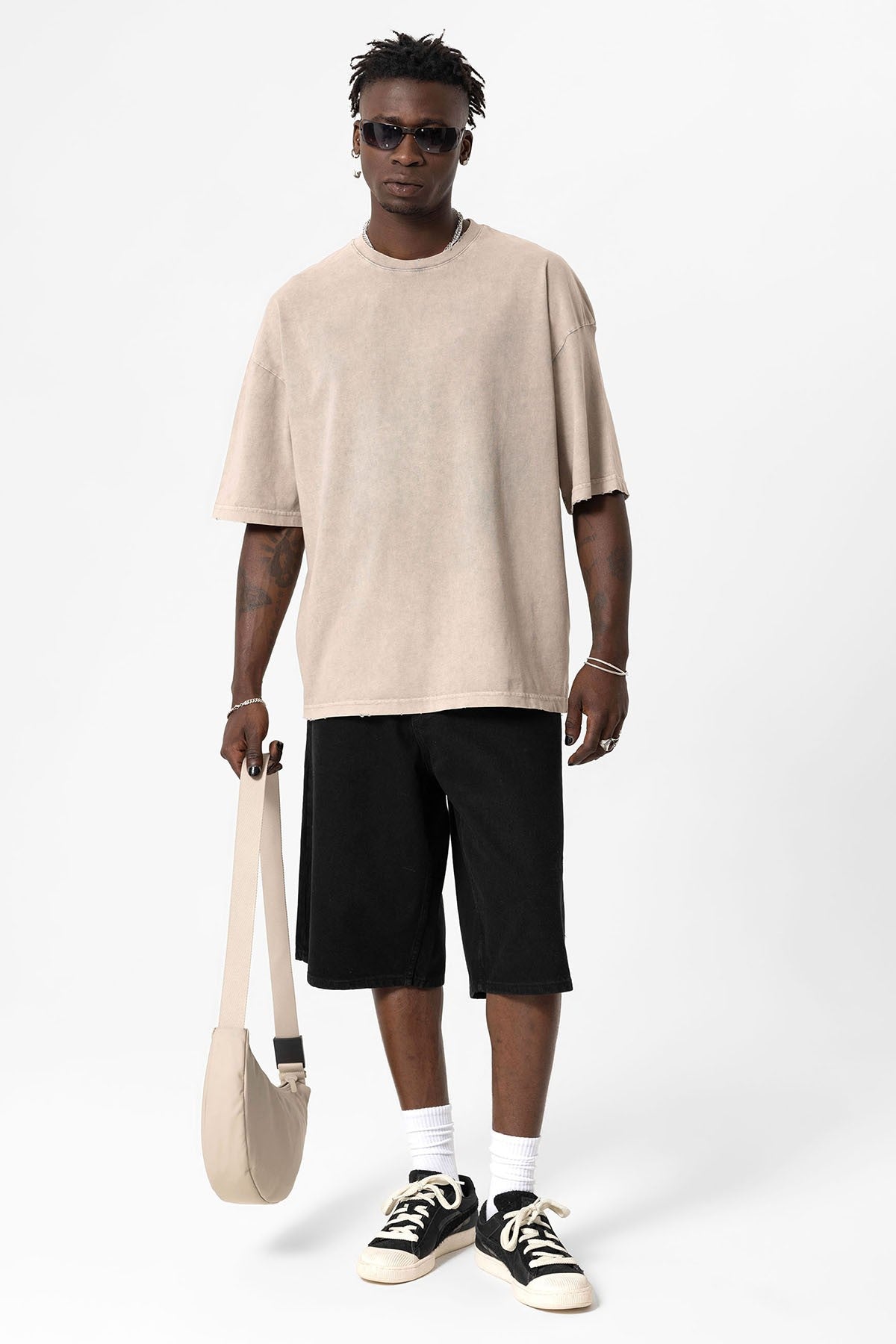 Yıkamalı Oversize Basic Tişört