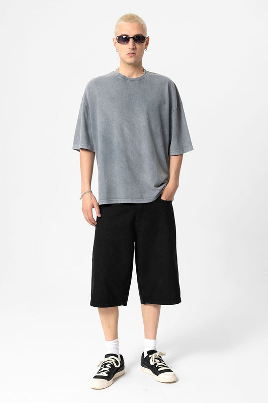 Yıkamalı Oversize Basic Tişört