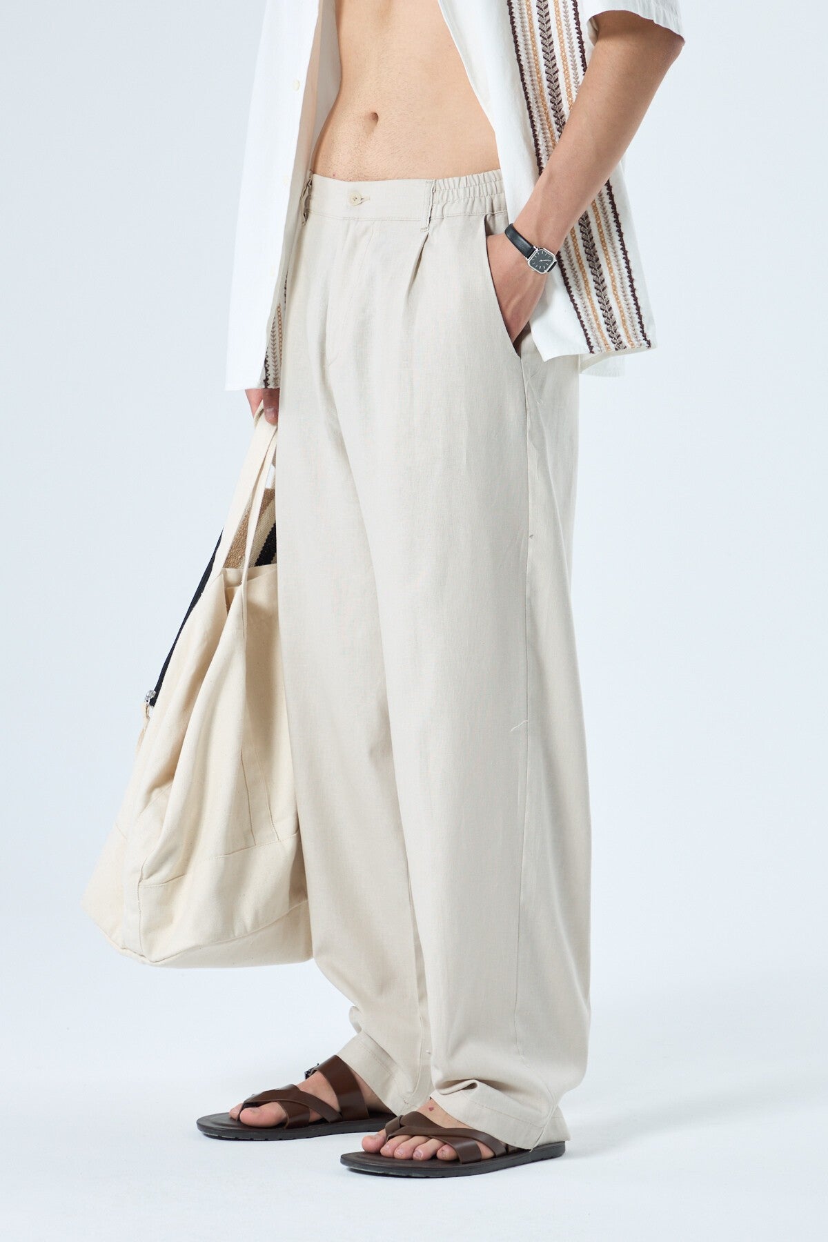 %100 Keten Baggy Pantolon
