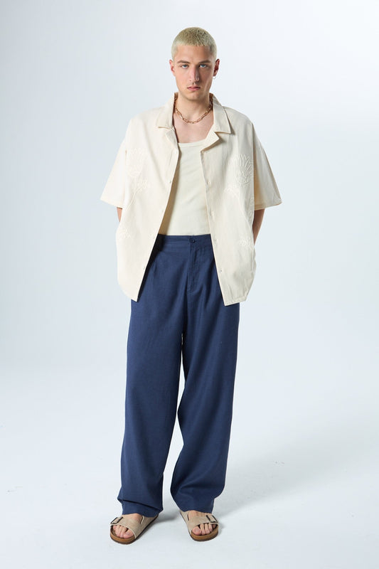 %100 Keten Baggy Pantolon
