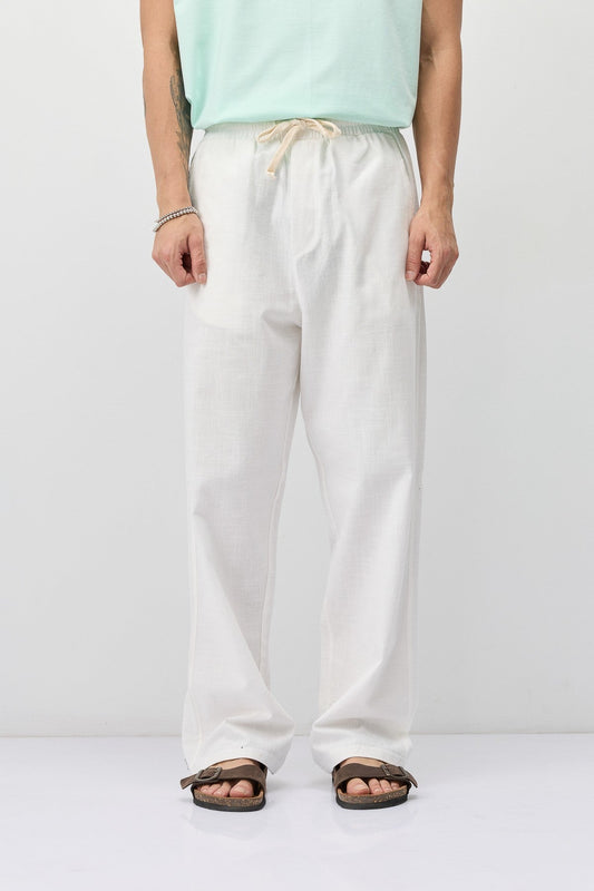 Bağcıklı Baggy Fit Keten Pantolon