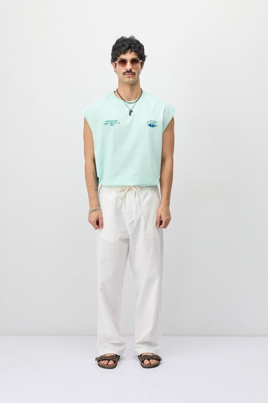 Bağcıklı Baggy Fit Keten Pantolon