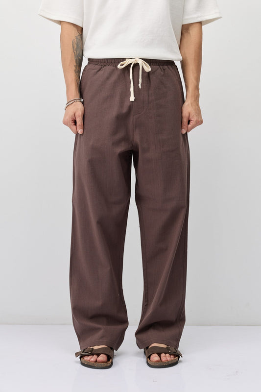 Bağcıklı Baggy Fit Keten Pantolon