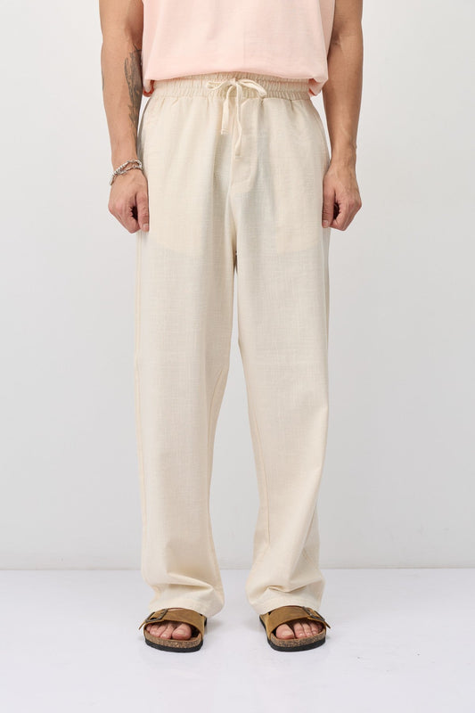 Bağcıklı Baggy Fit Keten Pantolon