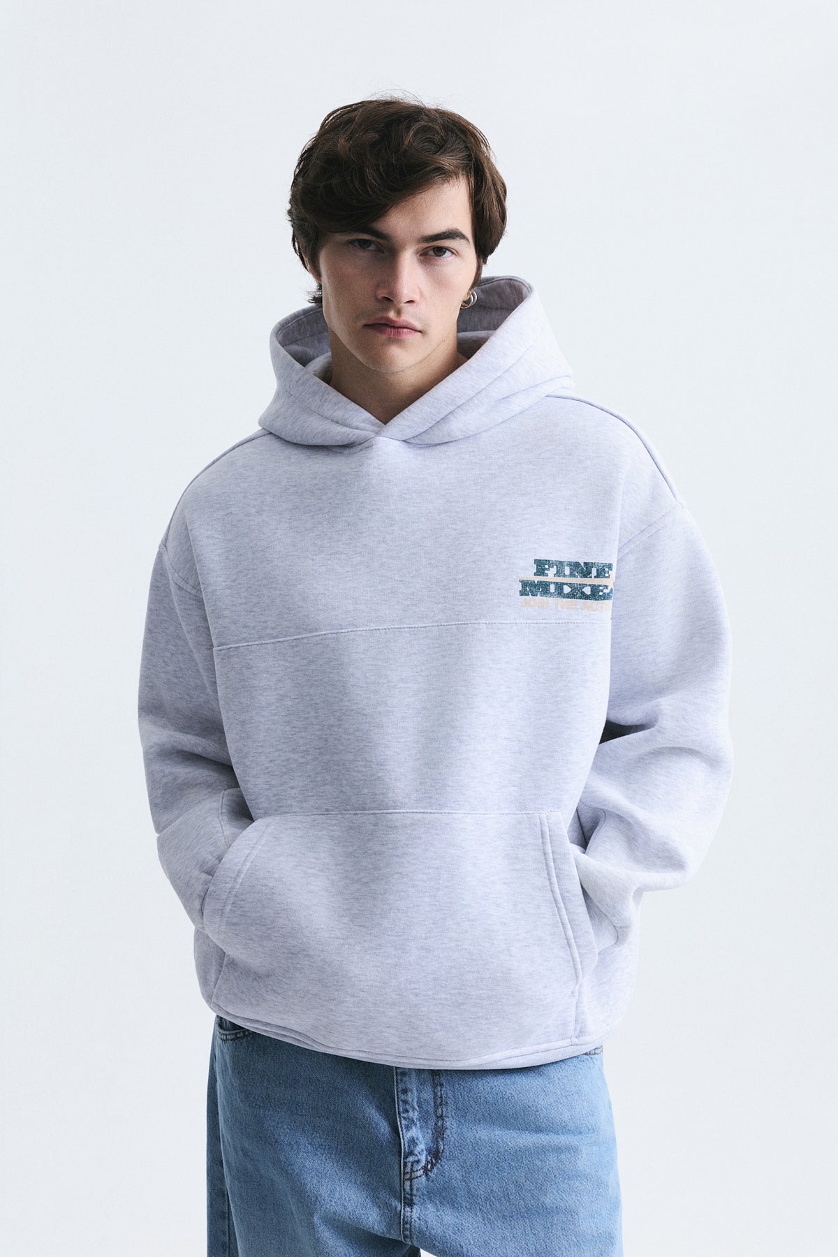 Oversize Yıkamalı Kapüşonlu Sweatshirt