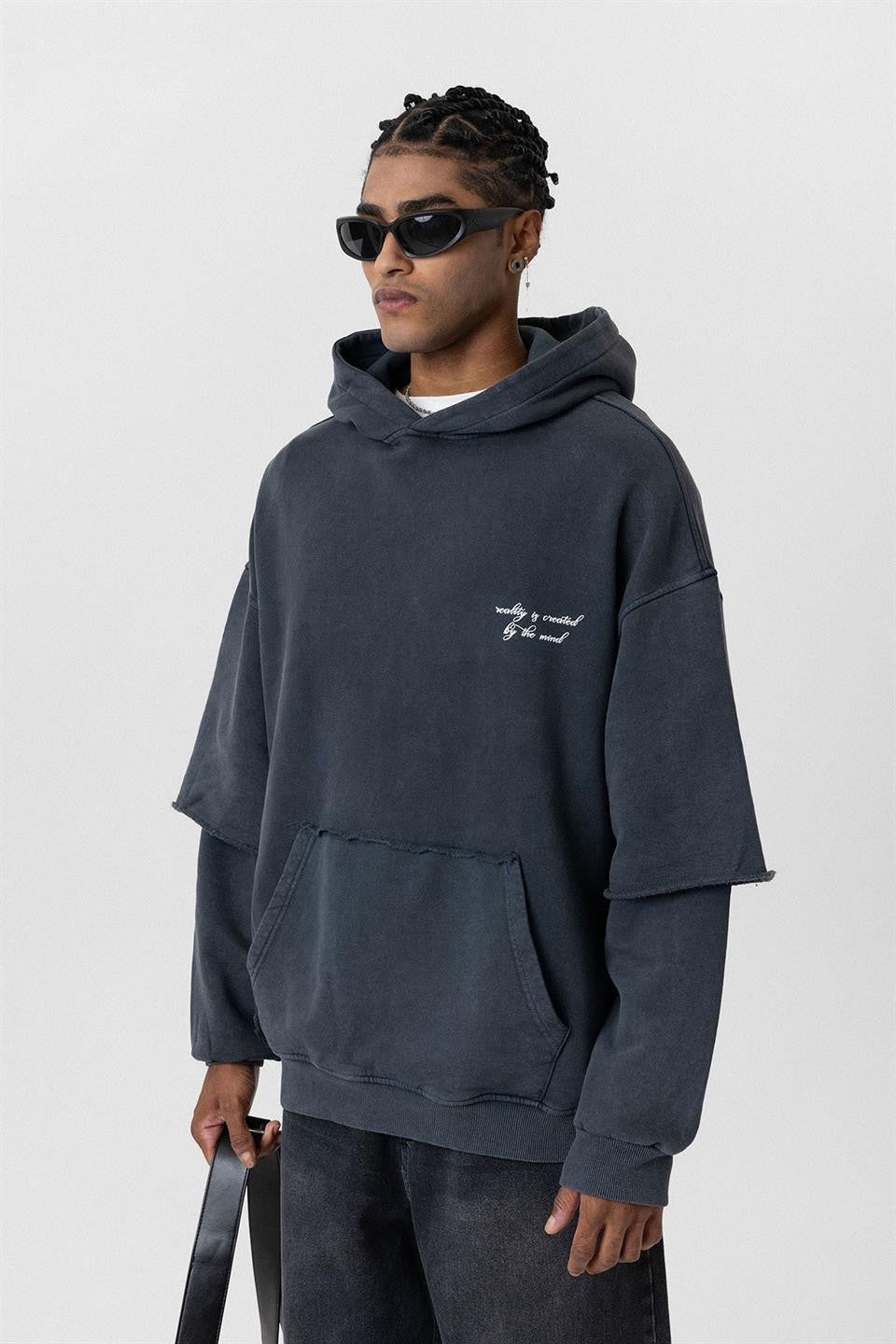 Oversize Baskılı Kol Detaylı Sweatshirt