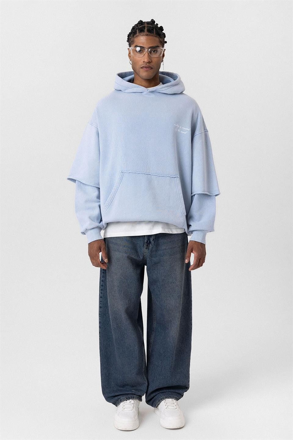 Oversize Baskılı Kol Detaylı Sweatshirt