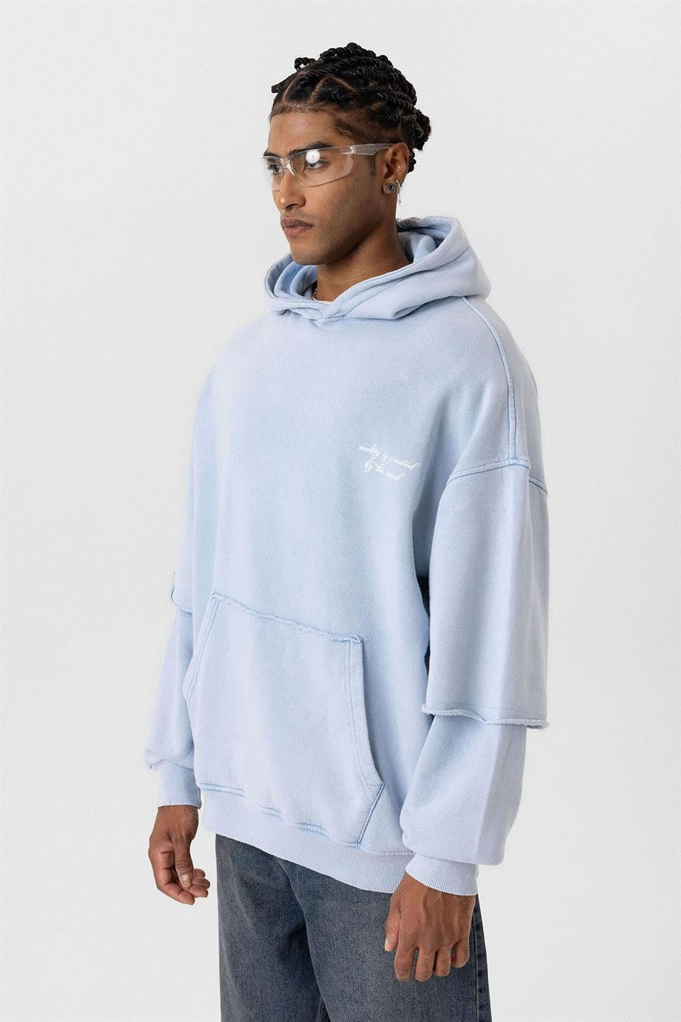 Oversize Baskılı Kol Detaylı Sweatshirt