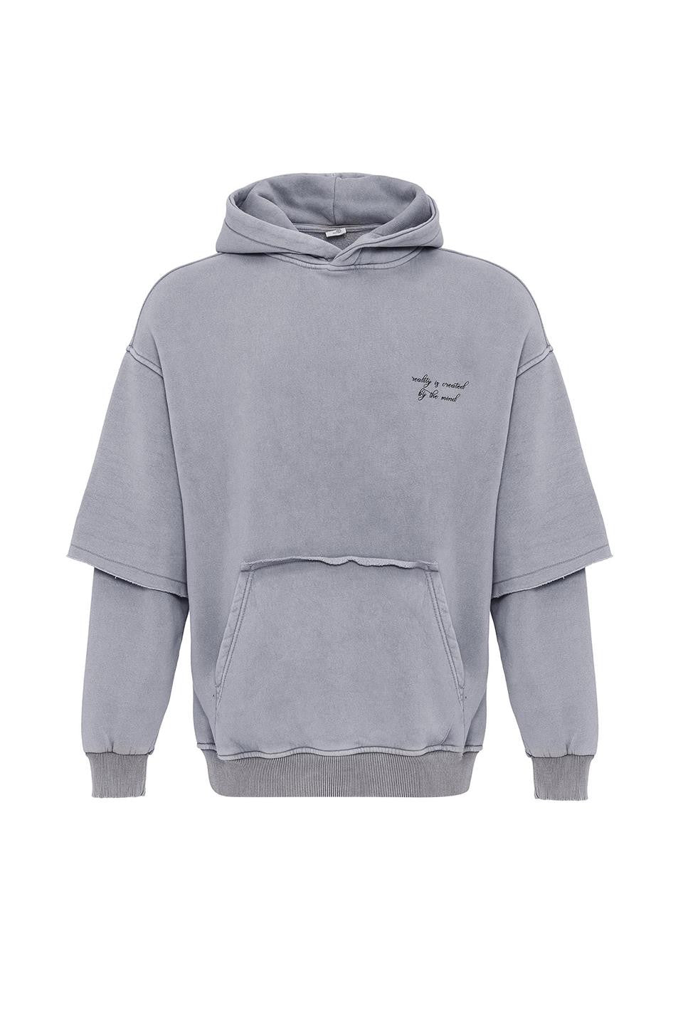 Oversize Baskılı Kol Detaylı Sweatshirt