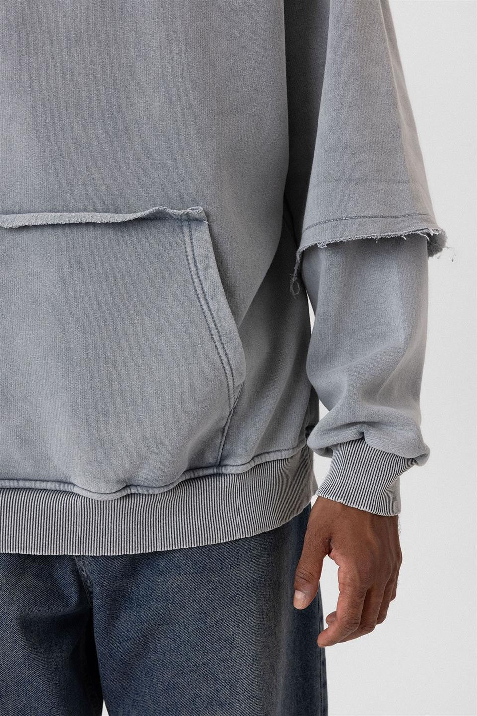 Oversize Baskılı Kol Detaylı Sweatshirt