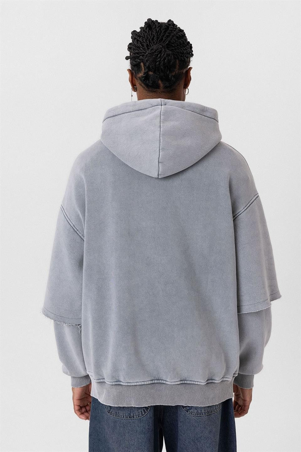 Oversize Baskılı Kol Detaylı Sweatshirt