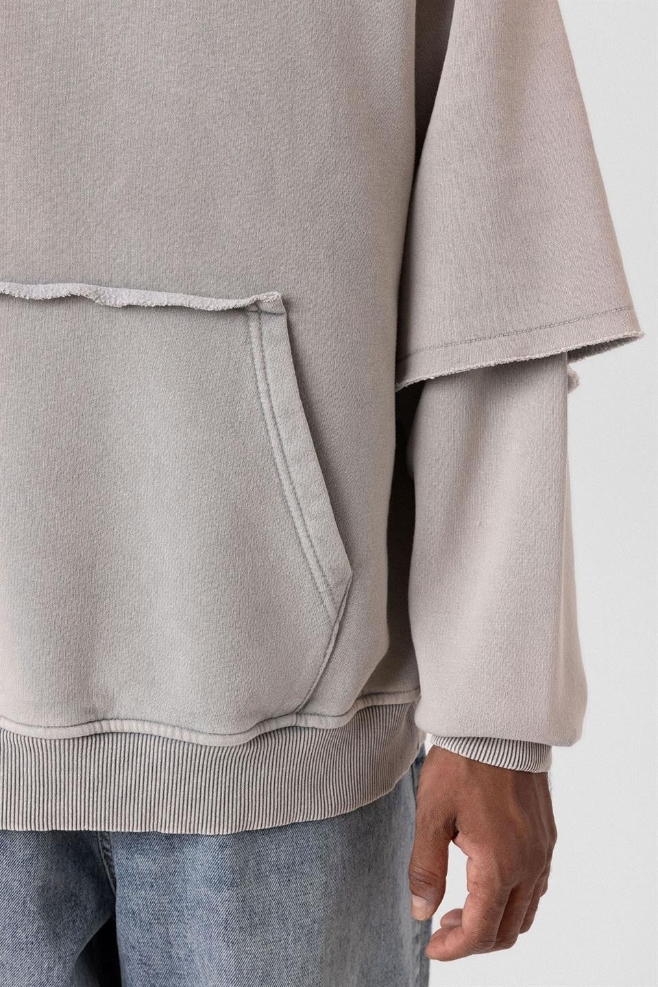 Oversize Baskılı Kol Detaylı Sweatshirt