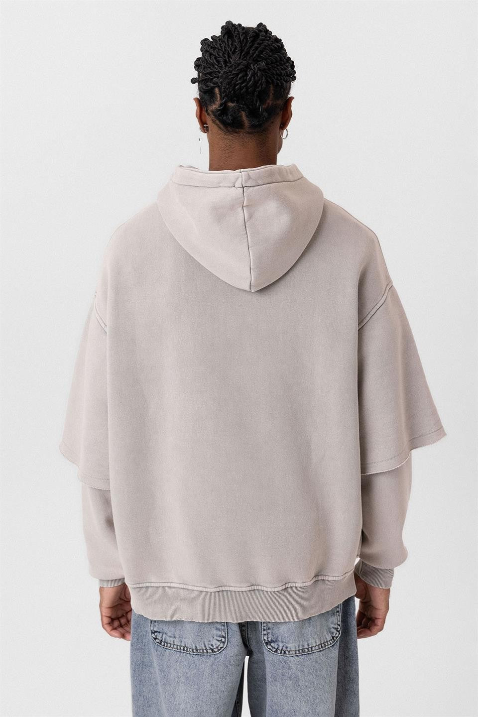 Oversize Baskılı Kol Detaylı Sweatshirt