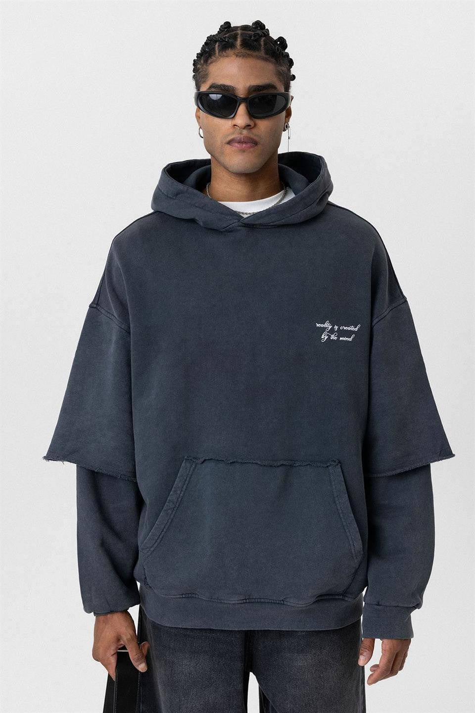 Oversize Baskılı Kol Detaylı Sweatshirt