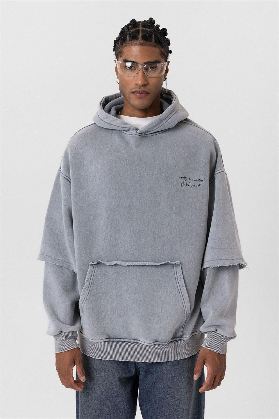 Oversize Baskılı Kol Detaylı Sweatshirt