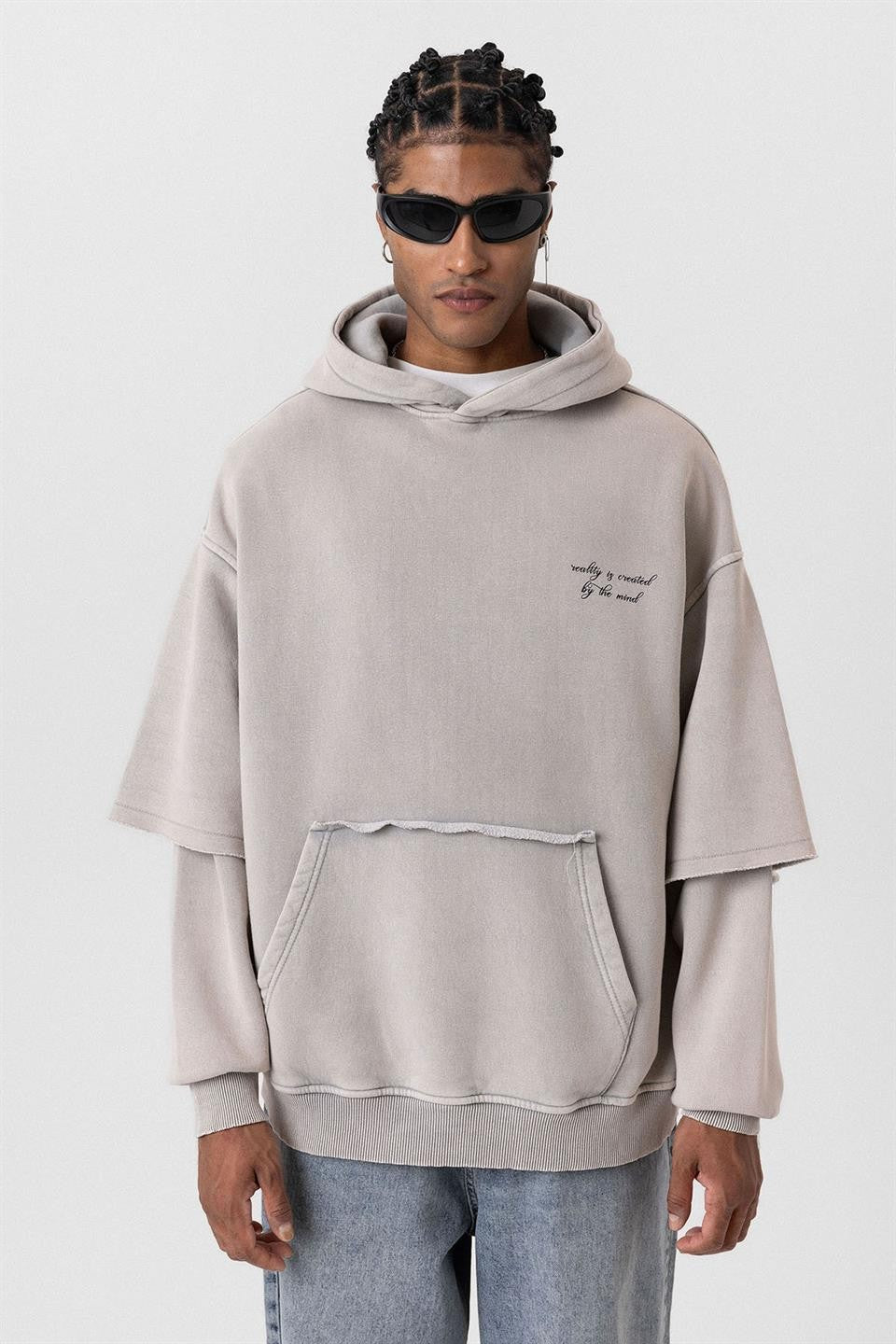 Oversize Baskılı Kol Detaylı Sweatshirt