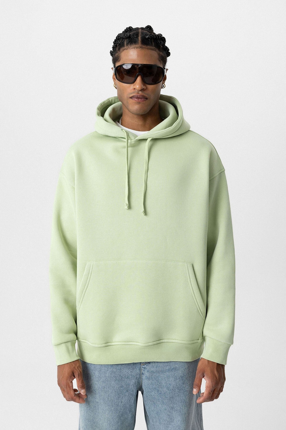 Basic Oversize Kapüşonlu Cep Detaylı Sweatshirt