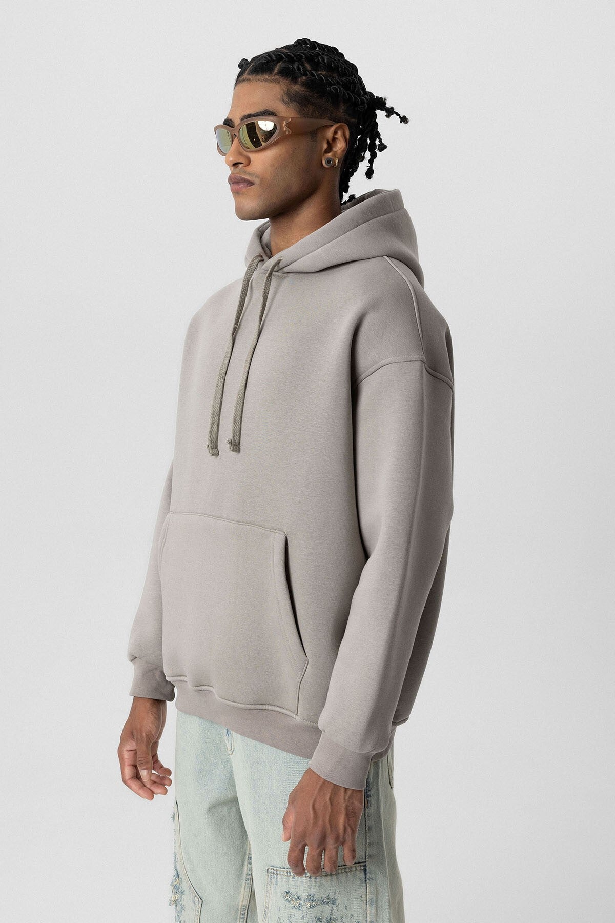 Basic Oversize Kapüşonlu Cep Detaylı Sweatshirt