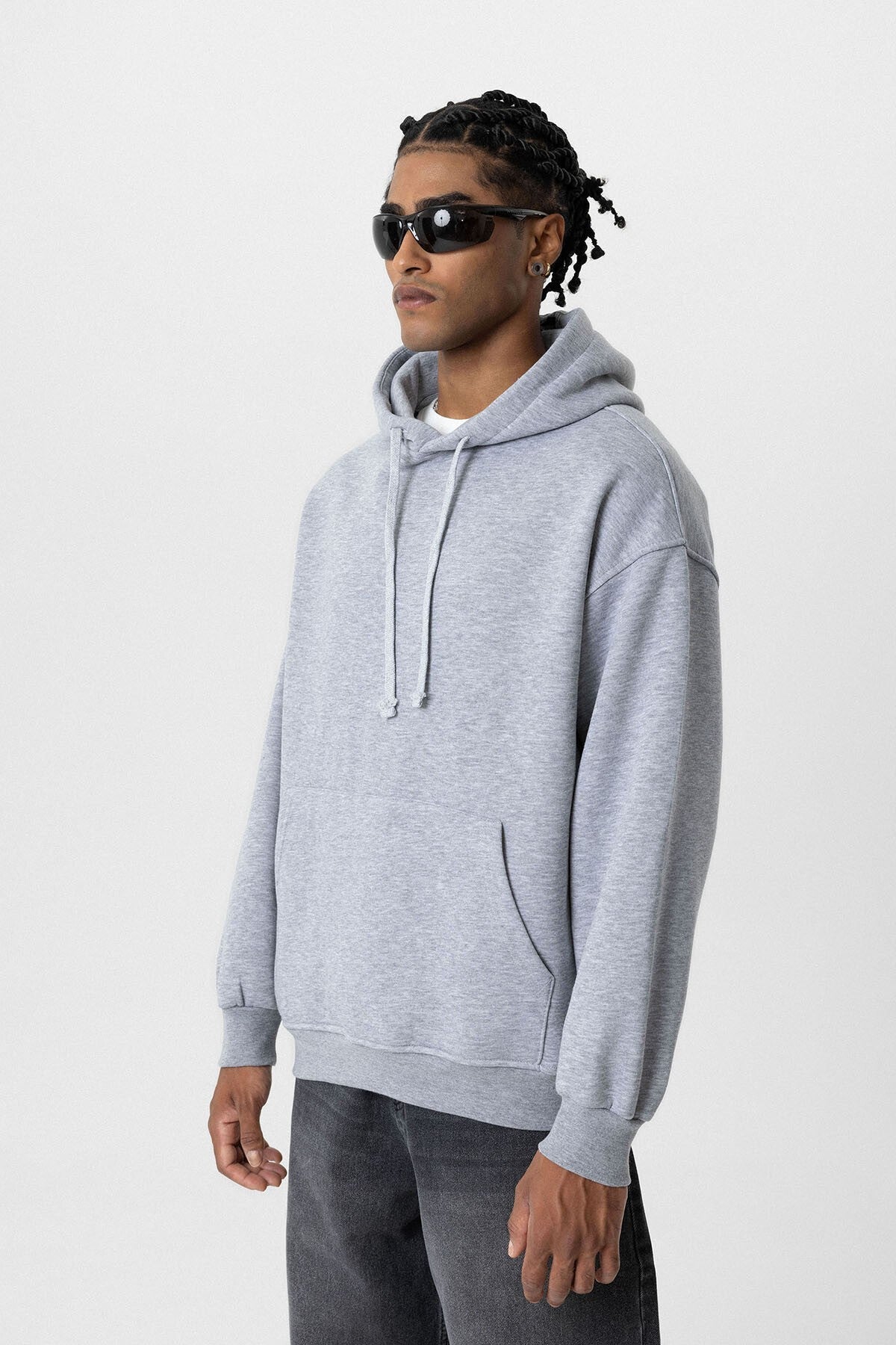 Basic Oversize Kapüşonlu Cep Detaylı Sweatshirt