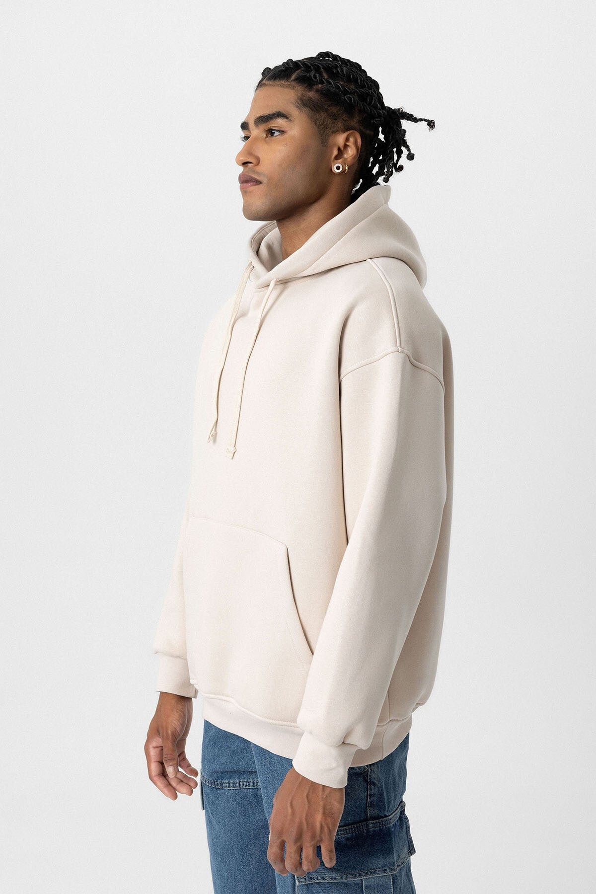 Basic Oversize Kapüşonlu Cep Detaylı Sweatshirt