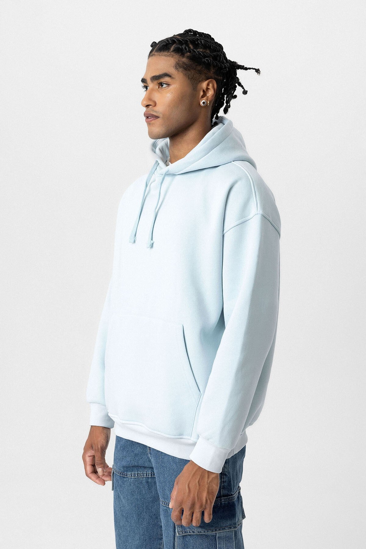 Basic Oversize Kapüşonlu Cep Detaylı Sweatshirt