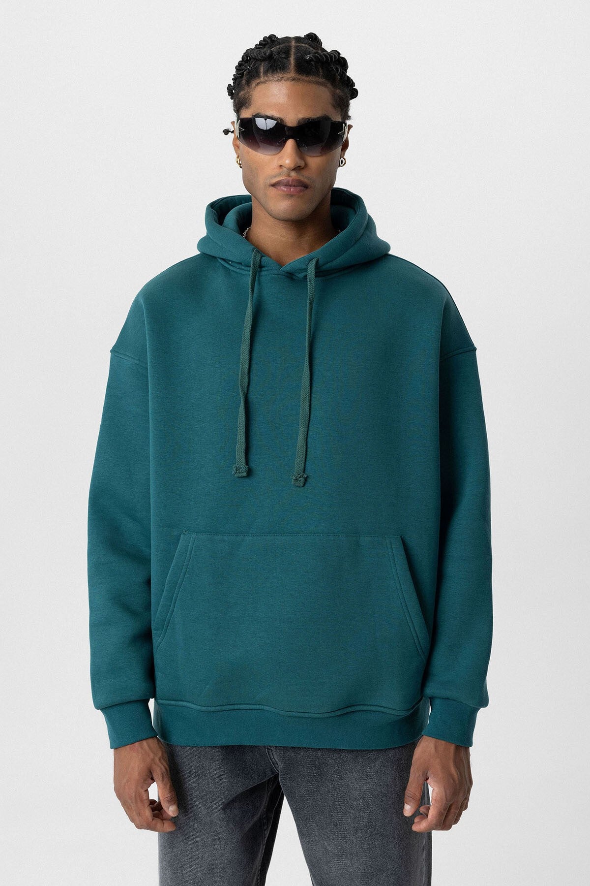 Basic Oversize Kapüşonlu Cep Detaylı Sweatshirt