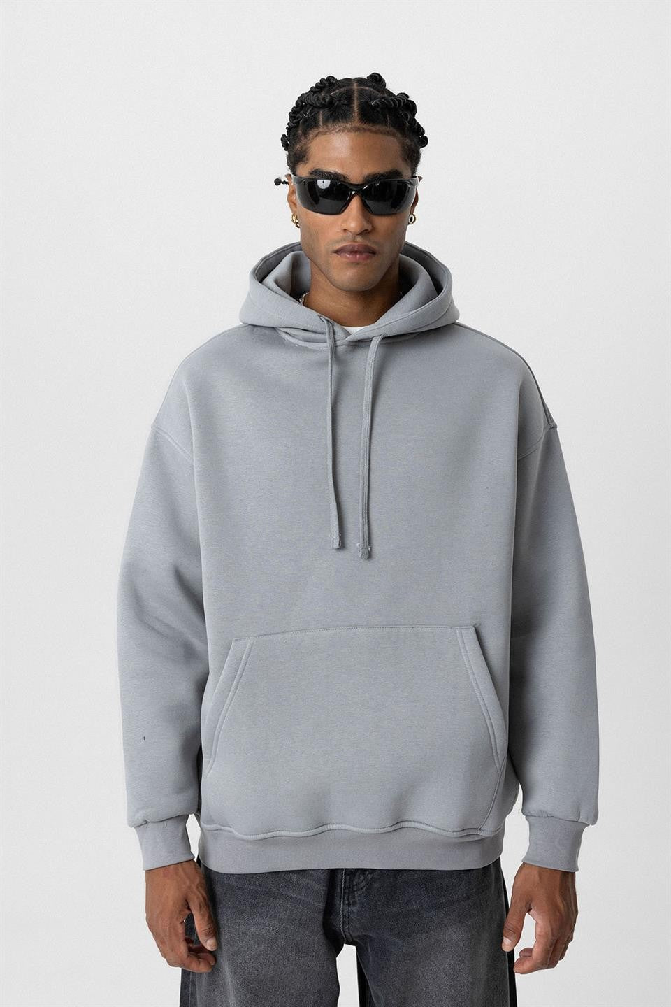 Basic Oversize Kapüşonlu Cep Detaylı Sweatshirt