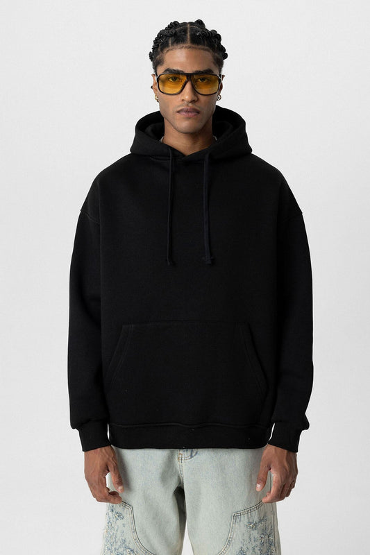 Basic Oversize Kapüşonlu Cep Detaylı Sweatshirt