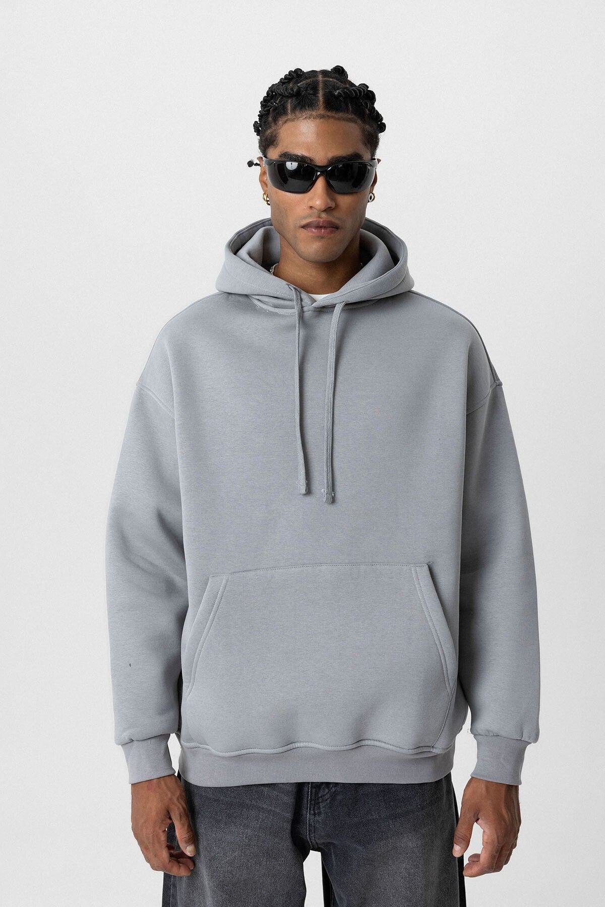 Basic Oversize Kapüşonlu Cep Detaylı Sweatshirt