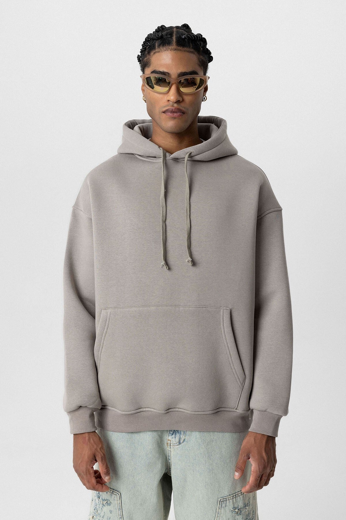 Basic Oversize Kapüşonlu Cep Detaylı Sweatshirt