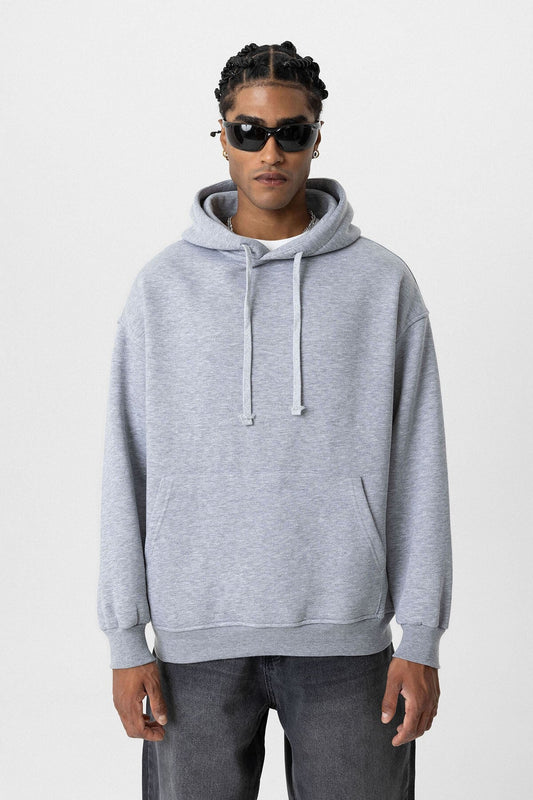 Basic Oversize Kapüşonlu Cep Detaylı Sweatshirt