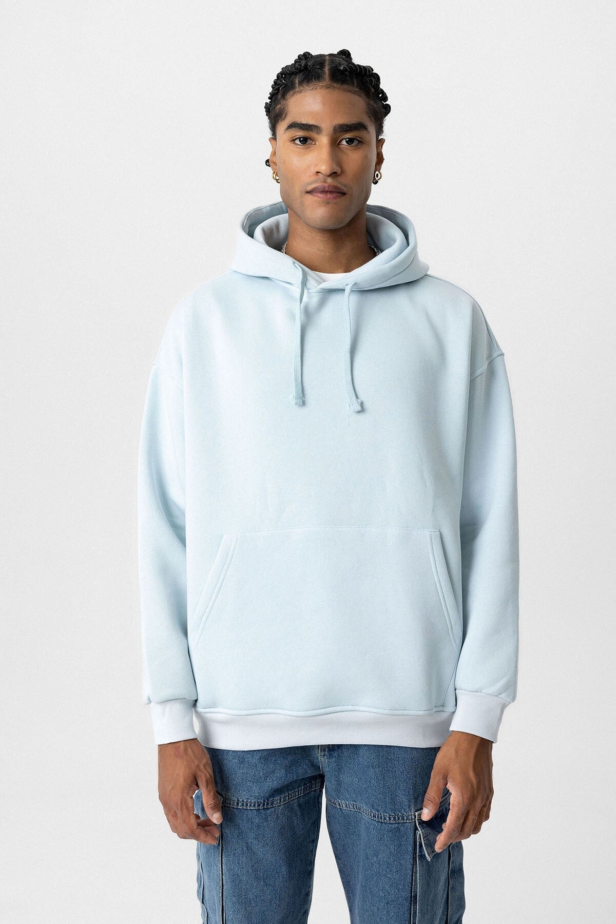Basic Oversize Kapüşonlu Cep Detaylı Sweatshirt