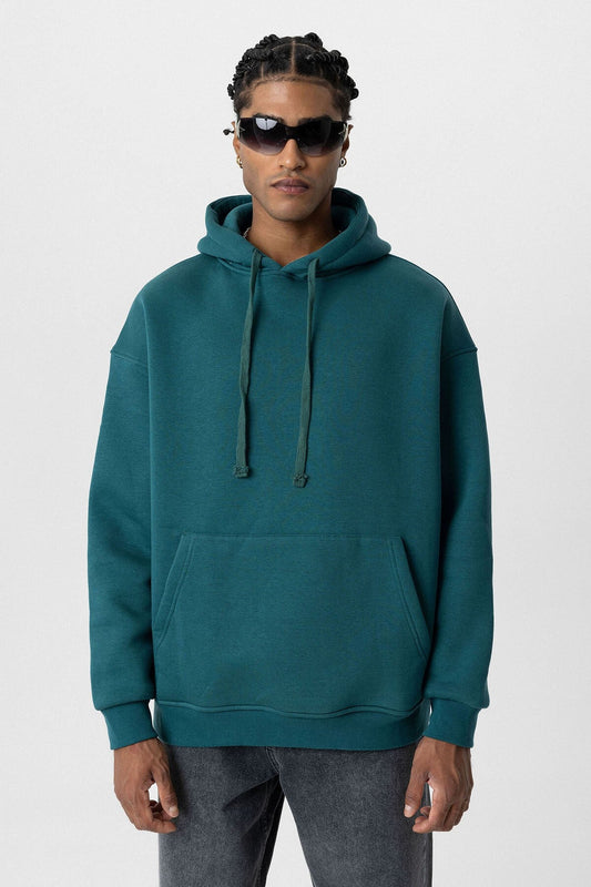 Basic Oversize Kapüşonlu Cep Detaylı Sweatshirt