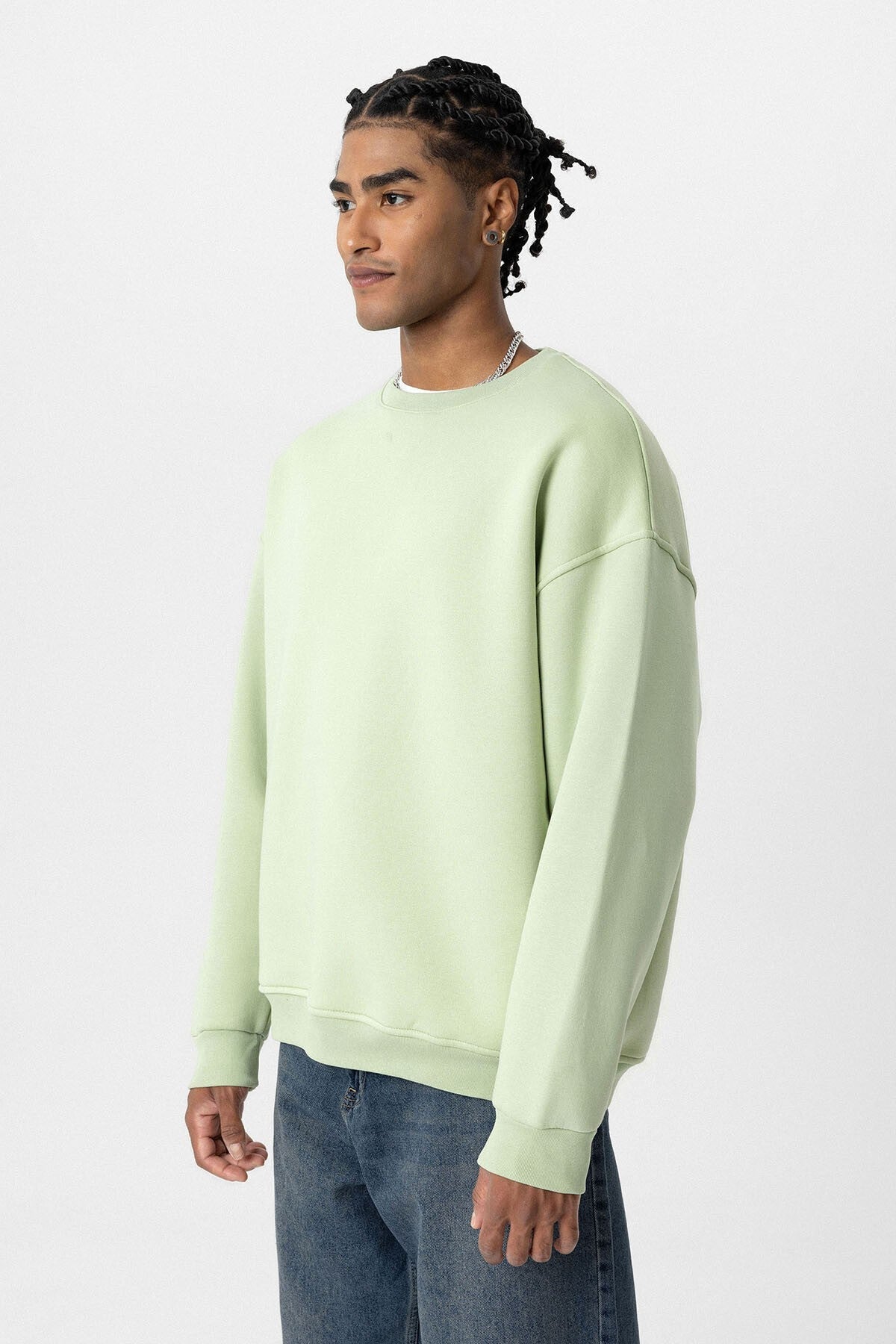 Basic Oversize Bisiklet Yaka Sweatshirt