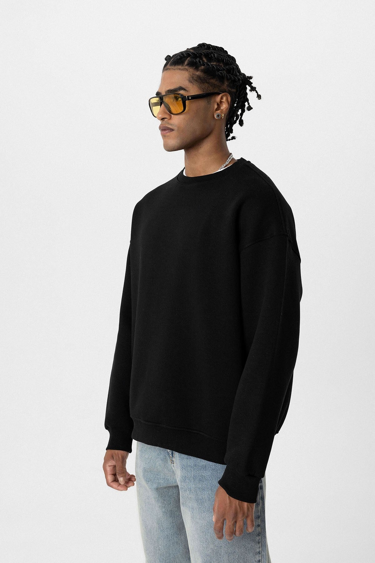 Basic Oversize Bisiklet Yaka Sweatshirt