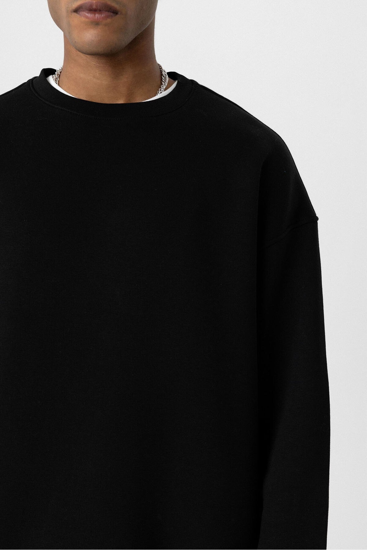 Basic Oversize Bisiklet Yaka Sweatshirt