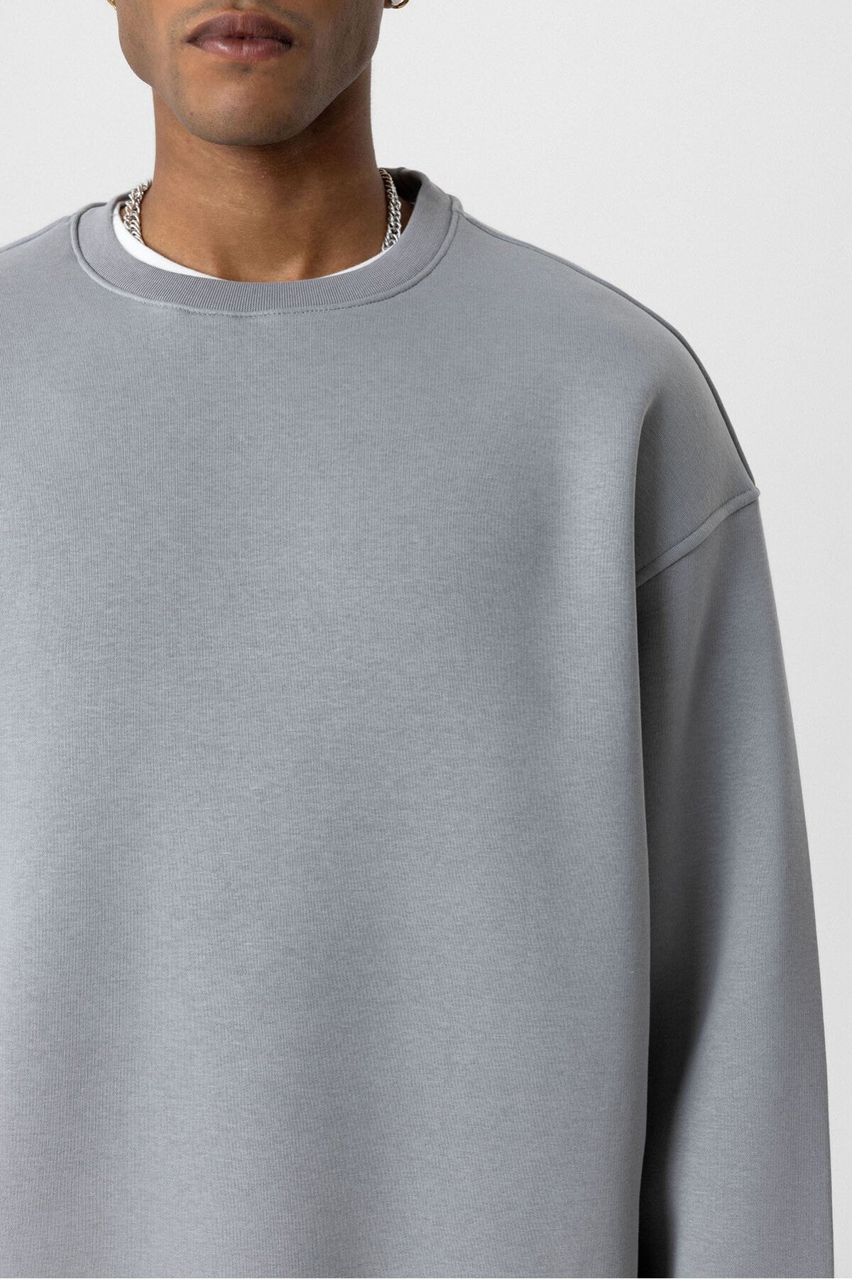 Basic Oversize Bisiklet Yaka Sweatshirt