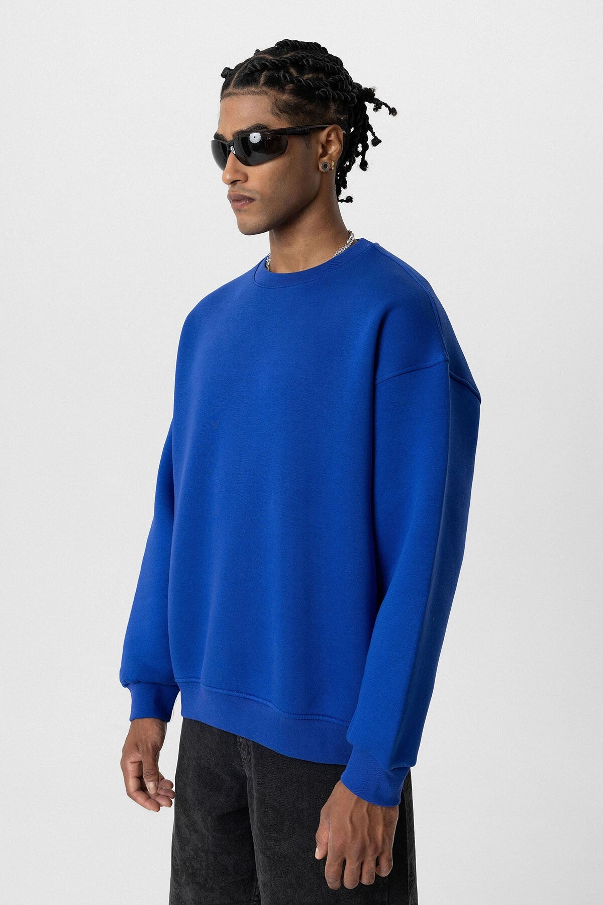 Basic Oversize Bisiklet Yaka Sweatshirt