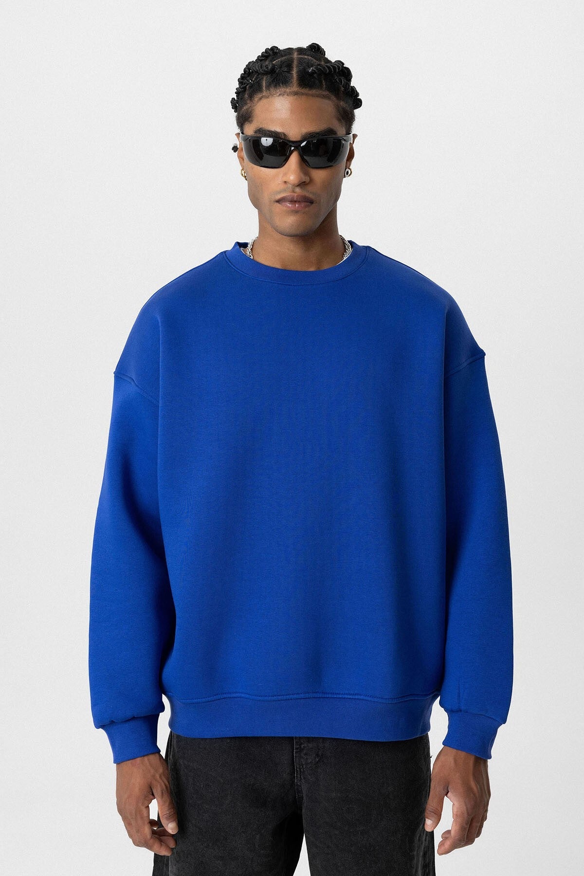 Basic Oversize Bisiklet Yaka Sweatshirt