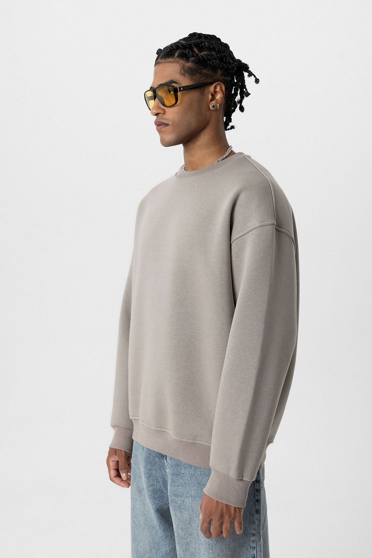 Basic Oversize Bisiklet Yaka Sweatshirt