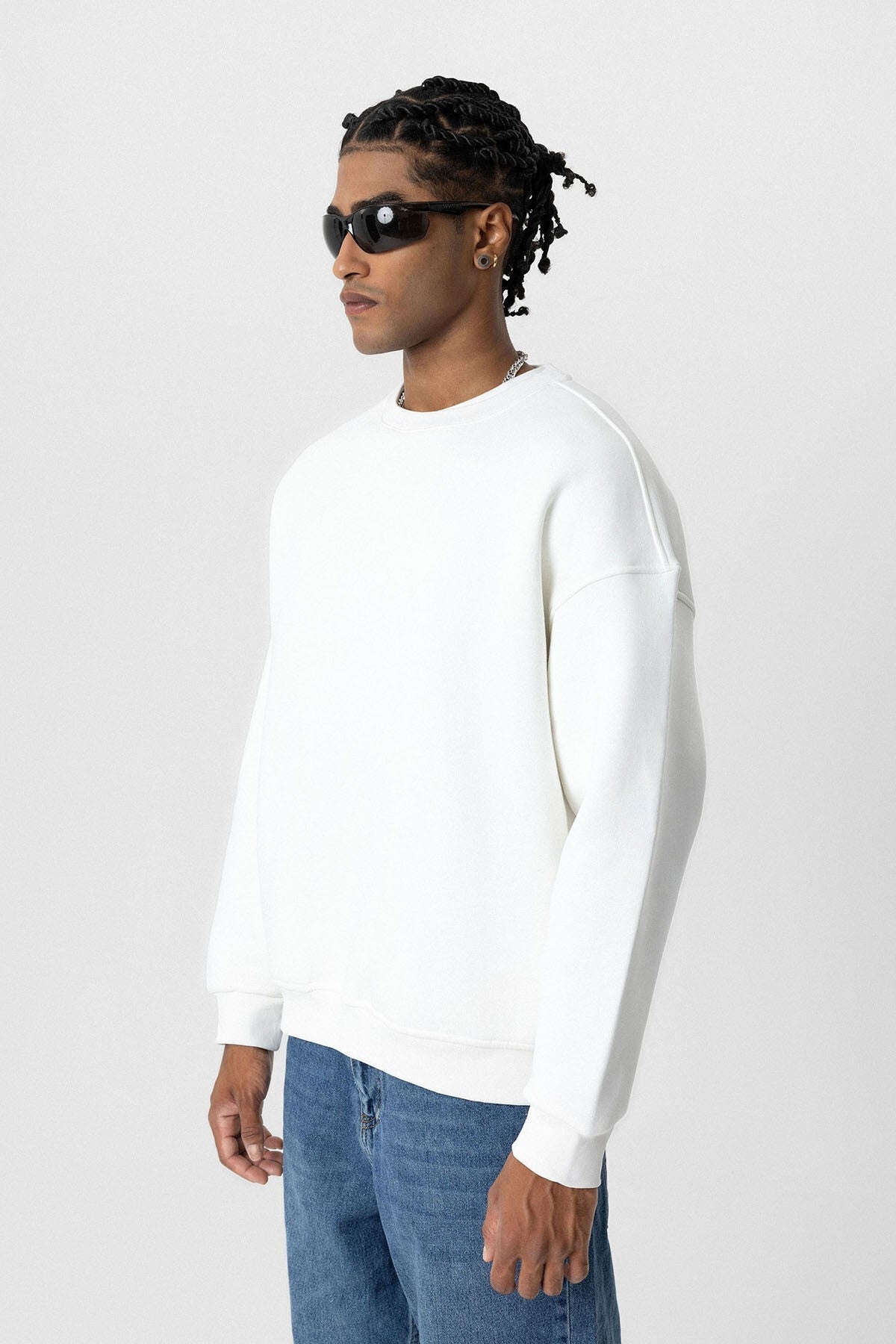 Basic Oversize Bisiklet Yaka Sweatshirt