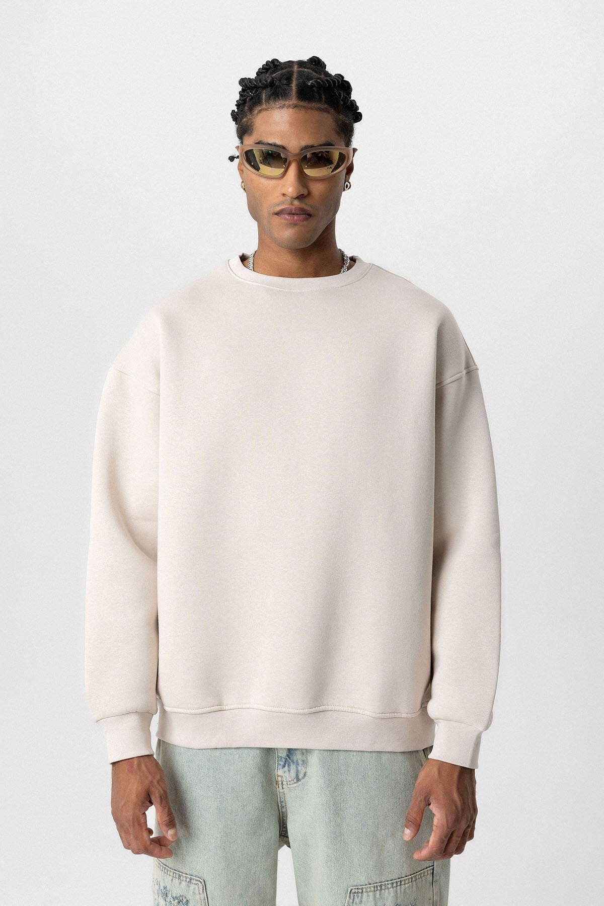 Basic Oversize Bisiklet Yaka Sweatshirt