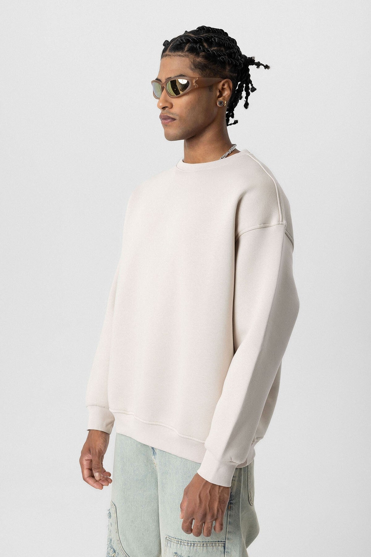 Basic Oversize Bisiklet Yaka Sweatshirt